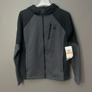 Spyder Men's Long Sleeve Tempo Full Zip Hooded Jacket HydroWeb Polyester Polar S